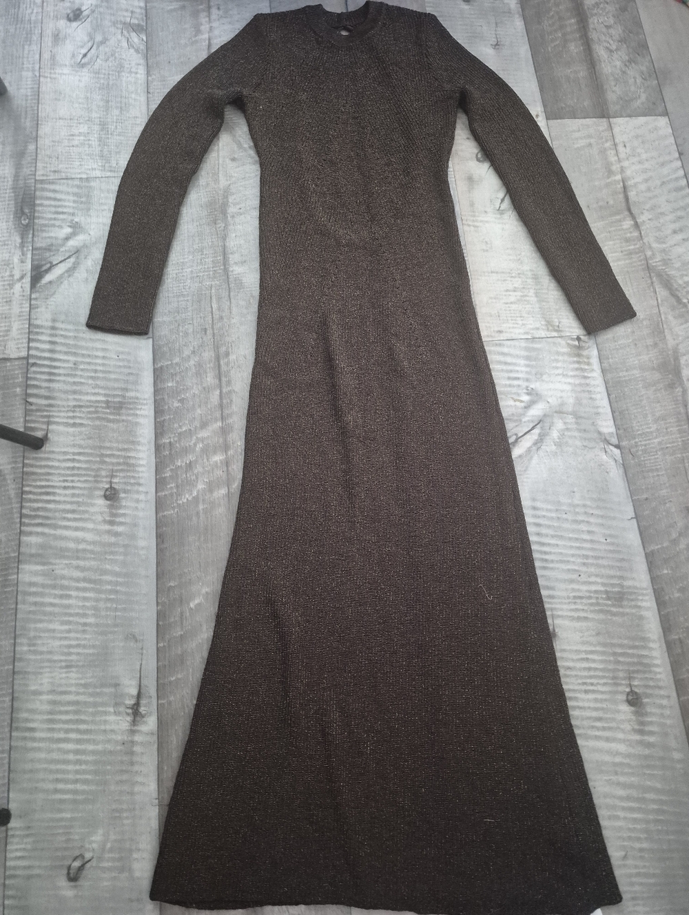 Commense Dress Maxi Bodycon Backless Glitter Knit Long Sleeves S NWT - Picture 7 of 8